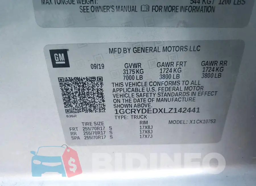 1GCRYDEDXLZ142441 Photo# 9