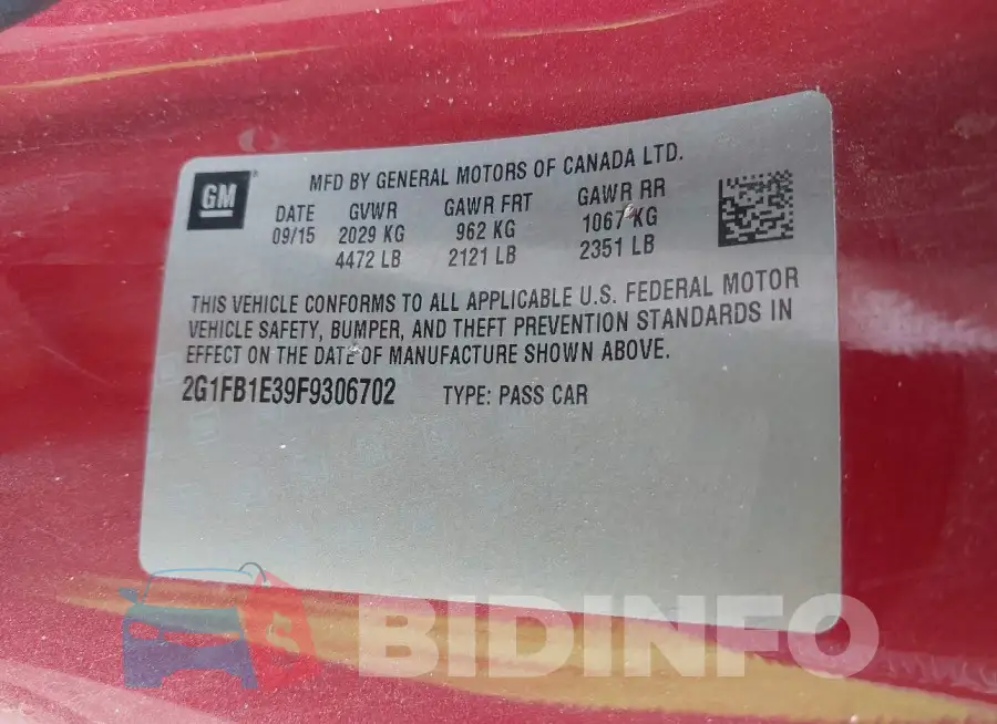 2G1FB1E39F9306702 Photo# 9
