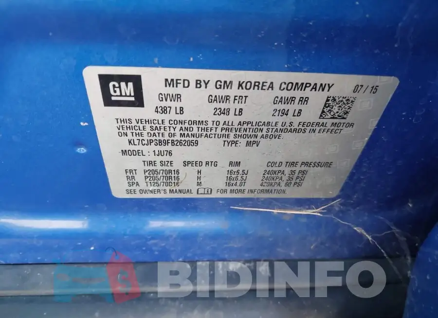 KL7CJPSB9FB262059 Photo# 9