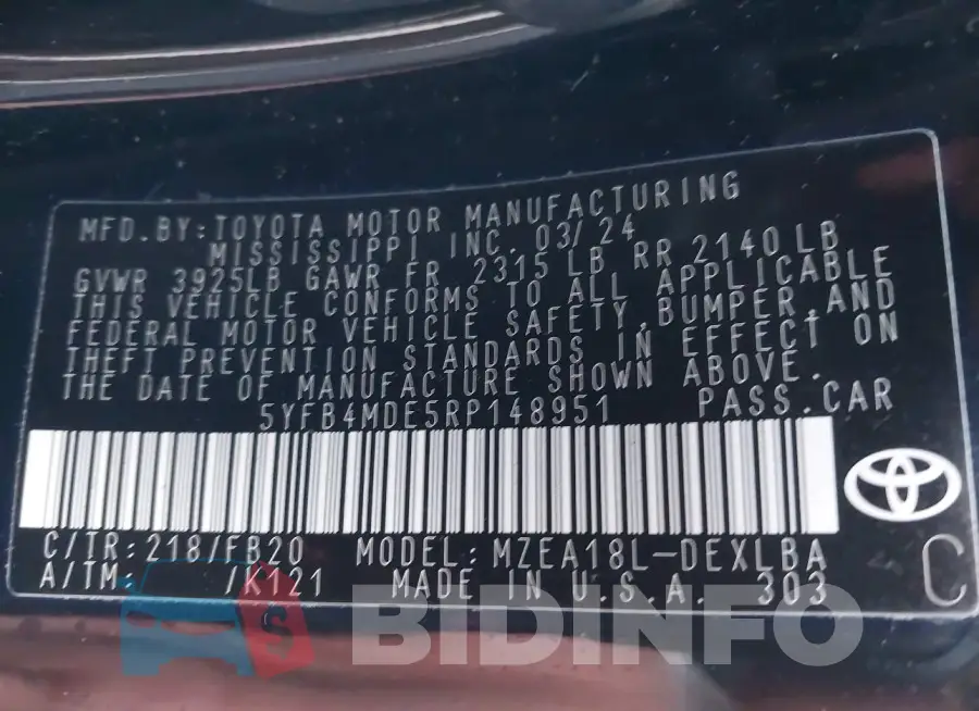 5YFB4MDE5RP148951 Photo# 9