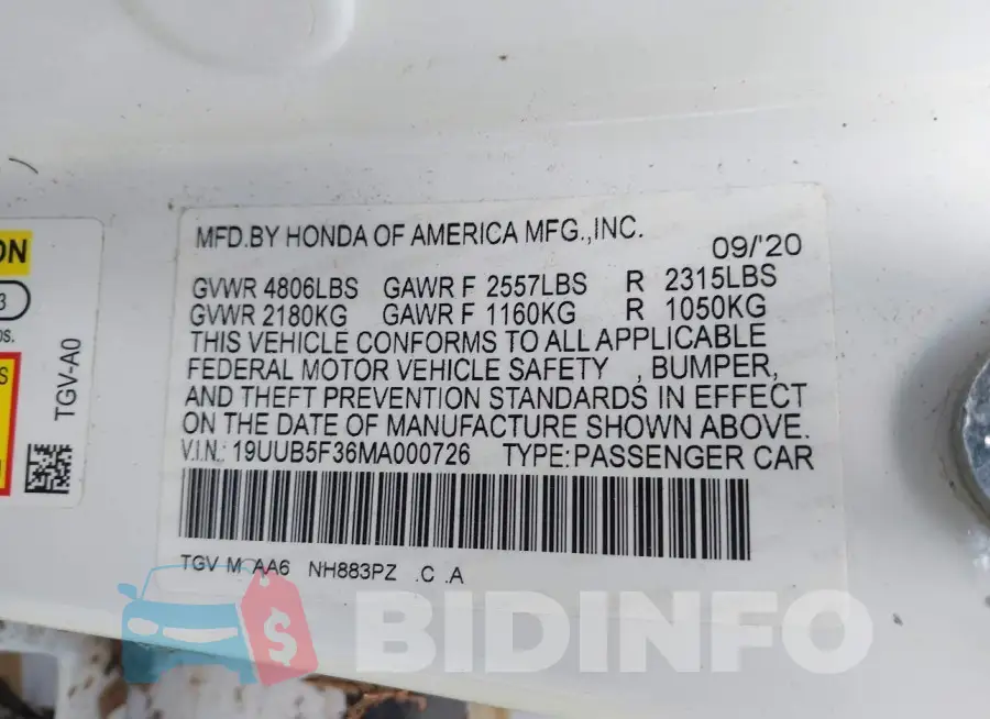 19UUB5F36MA000726 Photo# 9