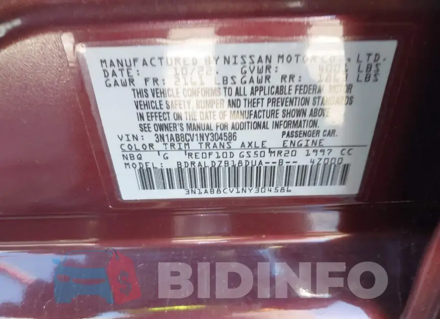3N1AB8CV1NY304586 Photo# 9