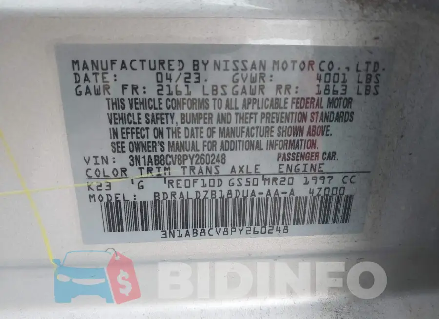 3N1AB8CV8PY260248 Photo# 9