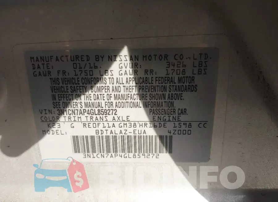 3N1CN7AP4GL859272 Photo# 9