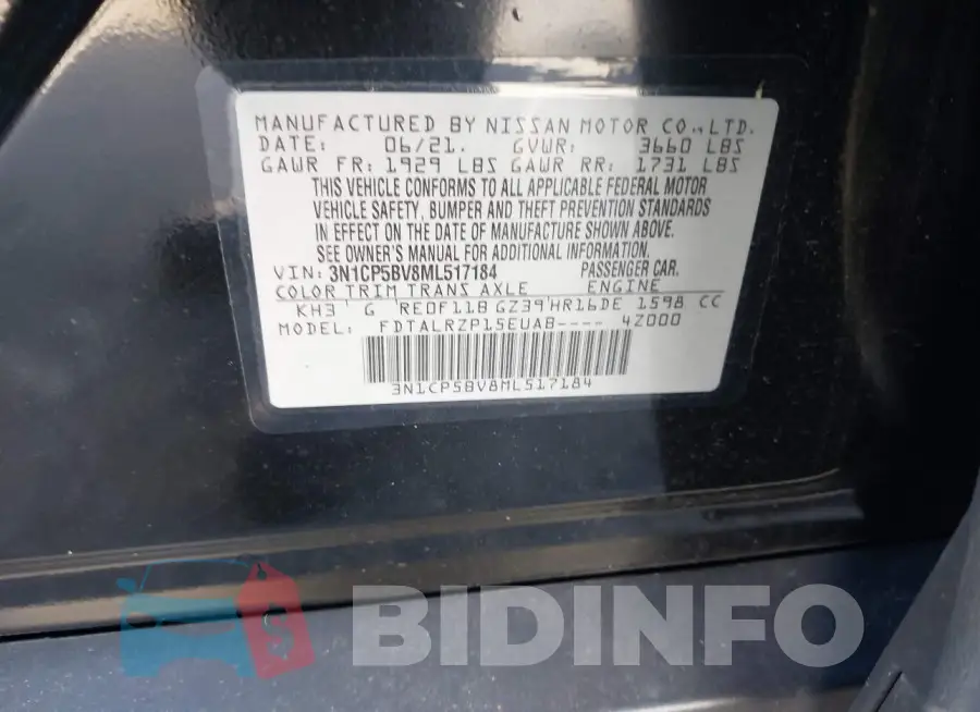 3N1CP5BV8ML517184 Photo# 9