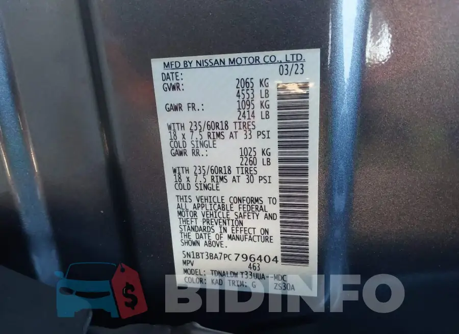 5N1BT3BA7PC796404 Photo# 9