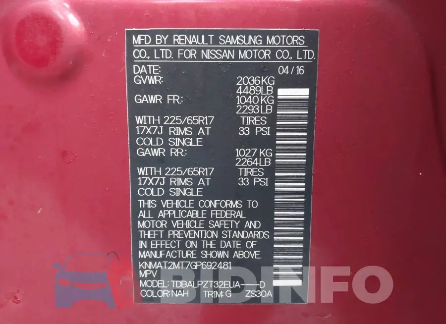 KNMAT2MT7GP692481 Photo# 9