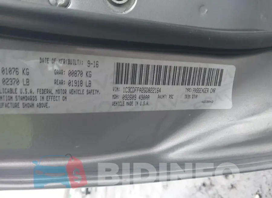 1C3CDFFA2GD822164 Photo# 9