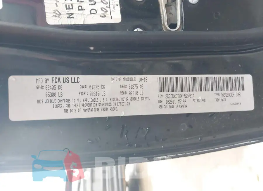 2C3CDXCTXKH527014 Photo# 9