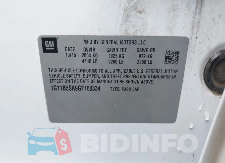 1G11B5SA9GF168334 Photo# 9