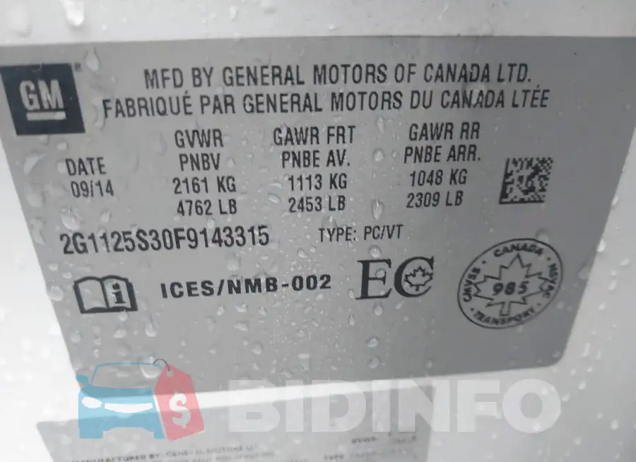 2G1125S30F9143315 Photo# 9