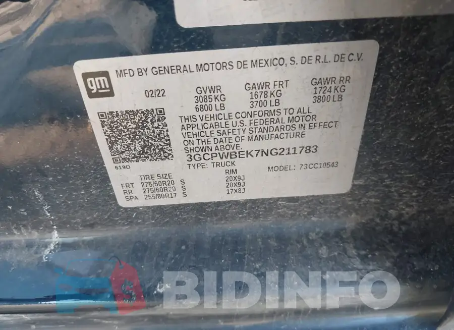 3GCPWBEK7NG211783 Photo# 9