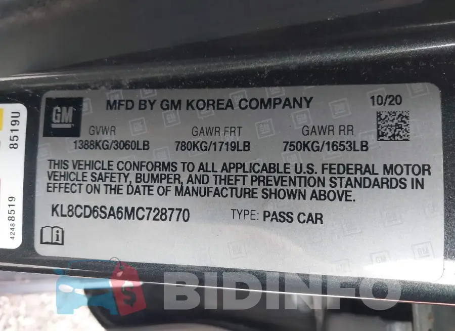 KL8CD6SA6MC728770 Photo# 9