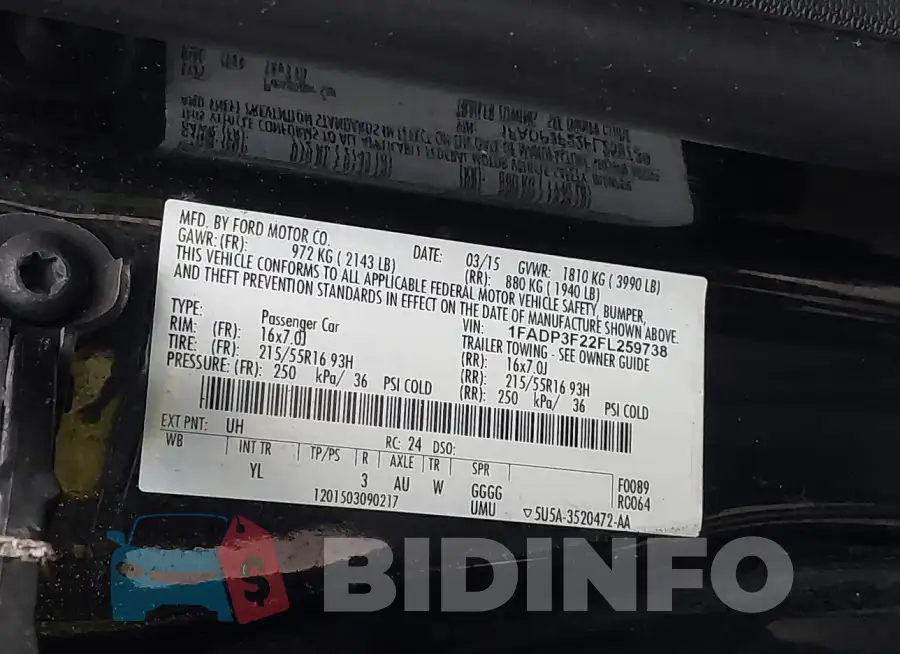 1FADP3F22FL259738 Photo# 9