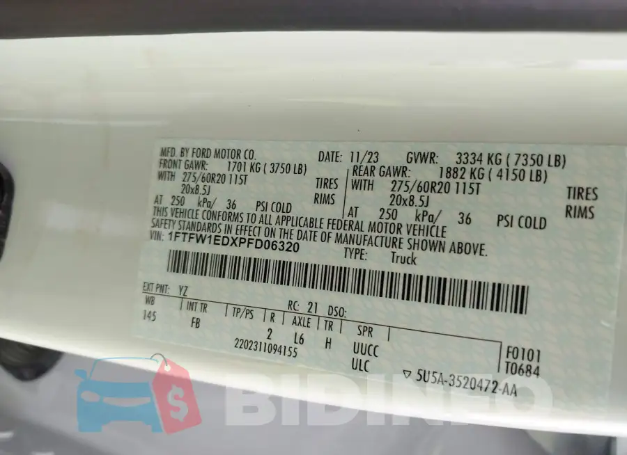 1FTFW1EDXPFD06320 Photo# 9