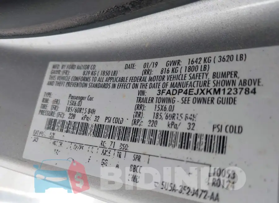 3FADP4EJXKM123784 Photo# 9