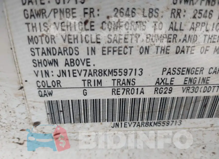 JN1EV7AR8KM559713 Photo# 9