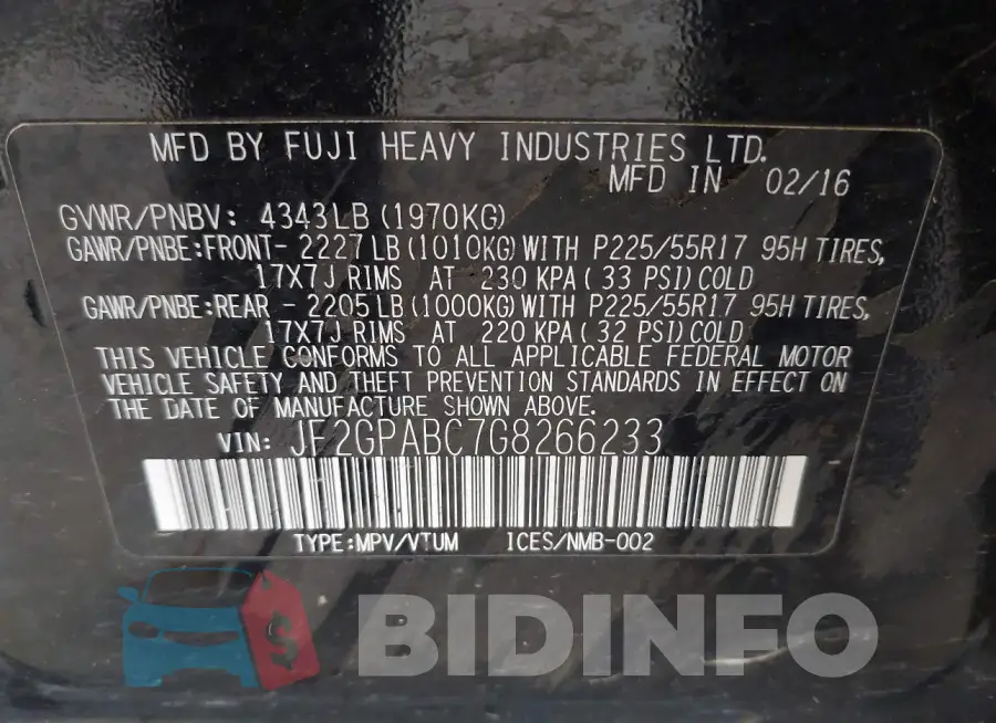 JF2GPABC7G8266233 Photo# 9