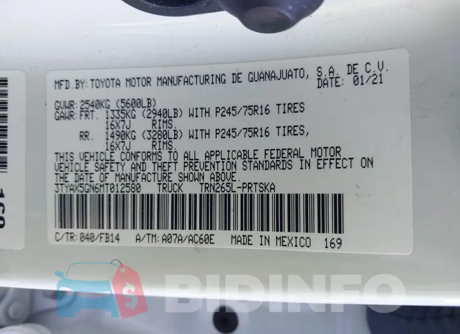 3TYAX5GN6MT012580 Photo# 9