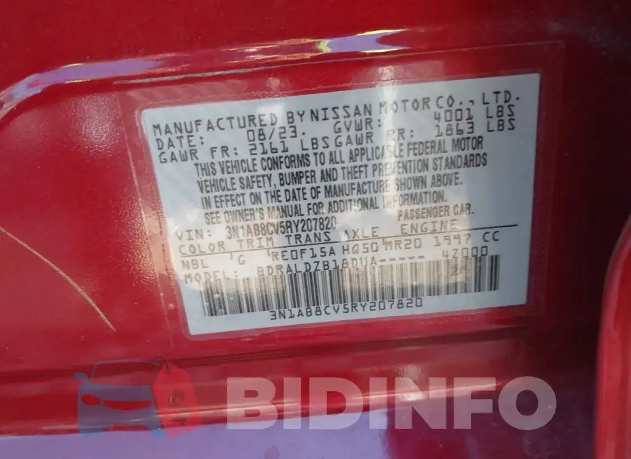 3N1AB8CV5RY207820 Photo# 9