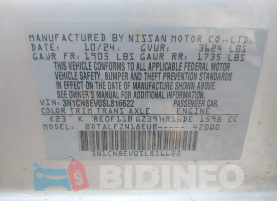 3N1CN8EV0SL816622 Photo# 9