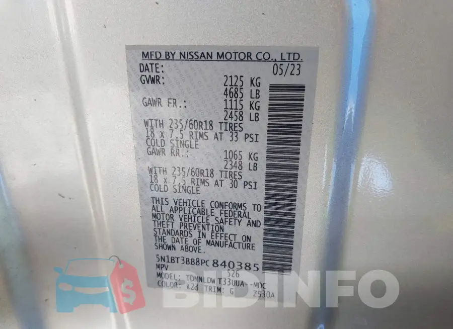 5N1BT3BB8PC840385 Photo# 9