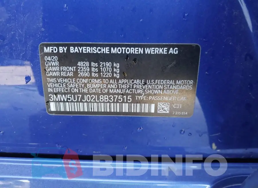 3MW5U7J02L8B37515 Photo# 9