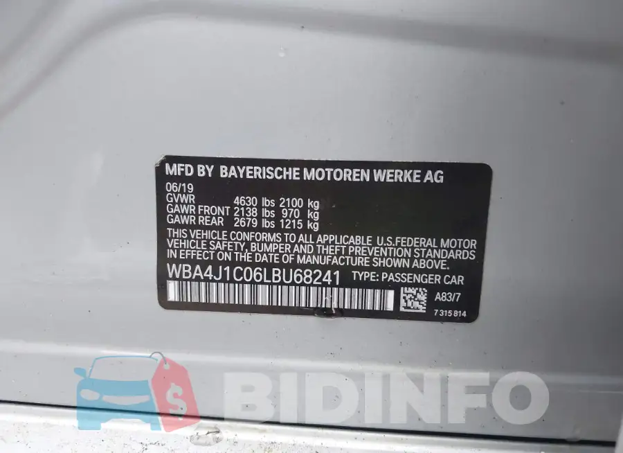 WBA4J1C06LBU68241 Photo# 9