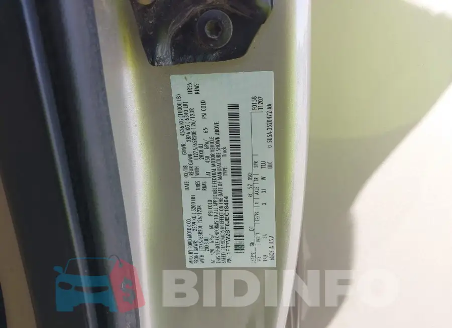1FT7W2BT6JEC18464 Photo# 9