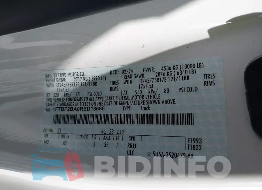 1FTBF2BA0RED13686 Photo# 9