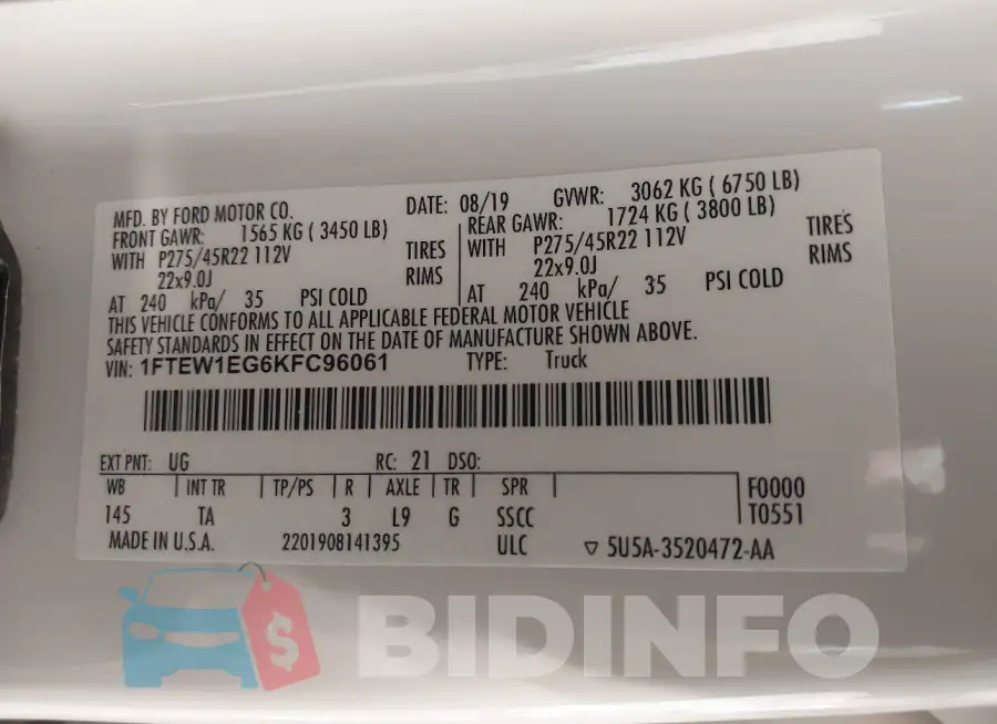 1FTEW1EG6KFC96061 Photo# 9