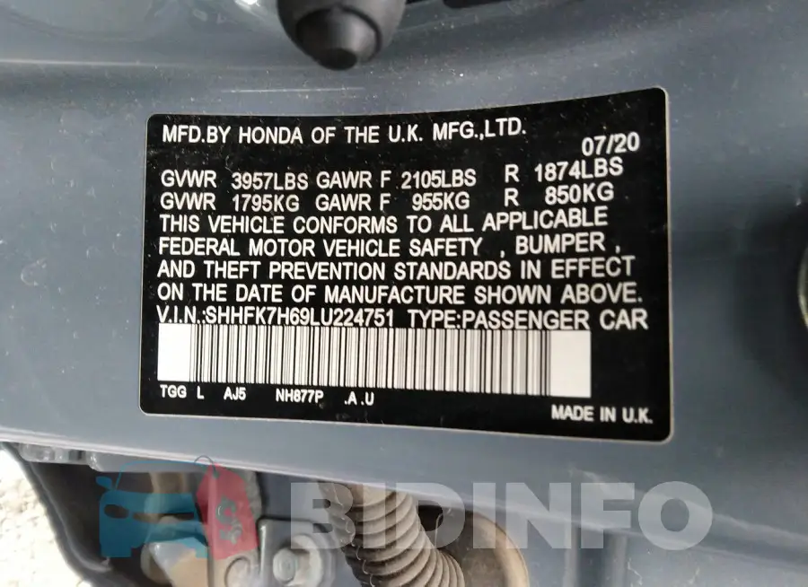 SHHFK7H69LU224751 Photo# 9