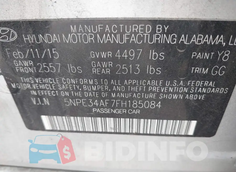 5NPE34AF7FH185084 Photo# 9
