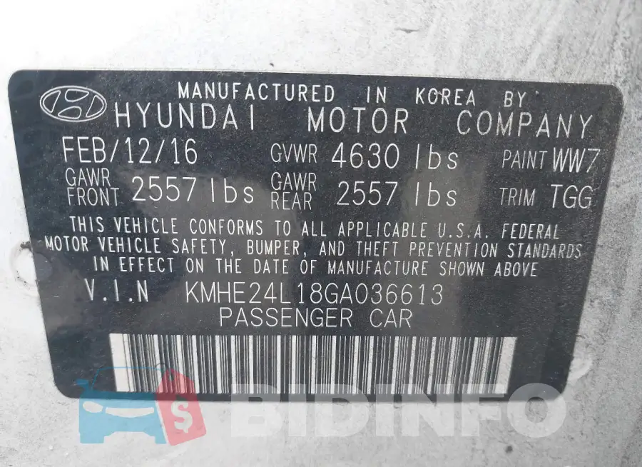 KMHE24L18GA036613 Photo# 9