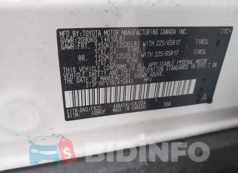 2T3F1RFV1RC415840 Photo# 9