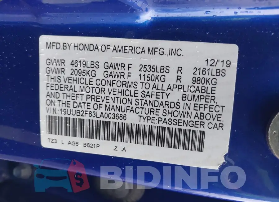 19UUB2F63LA003686 Photo# 9