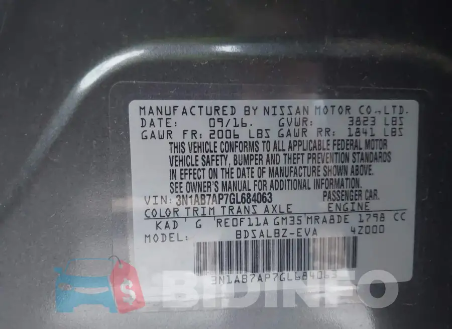 3N1AB7AP7GL684063 Photo# 9