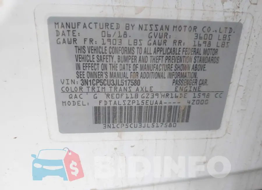 3N1CP5CU3JL517580 Photo# 9