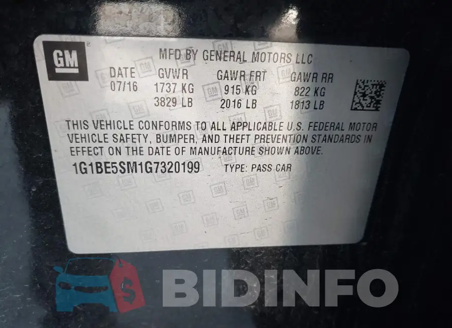 1G1BE5SM1G7320199 Photo# 9
