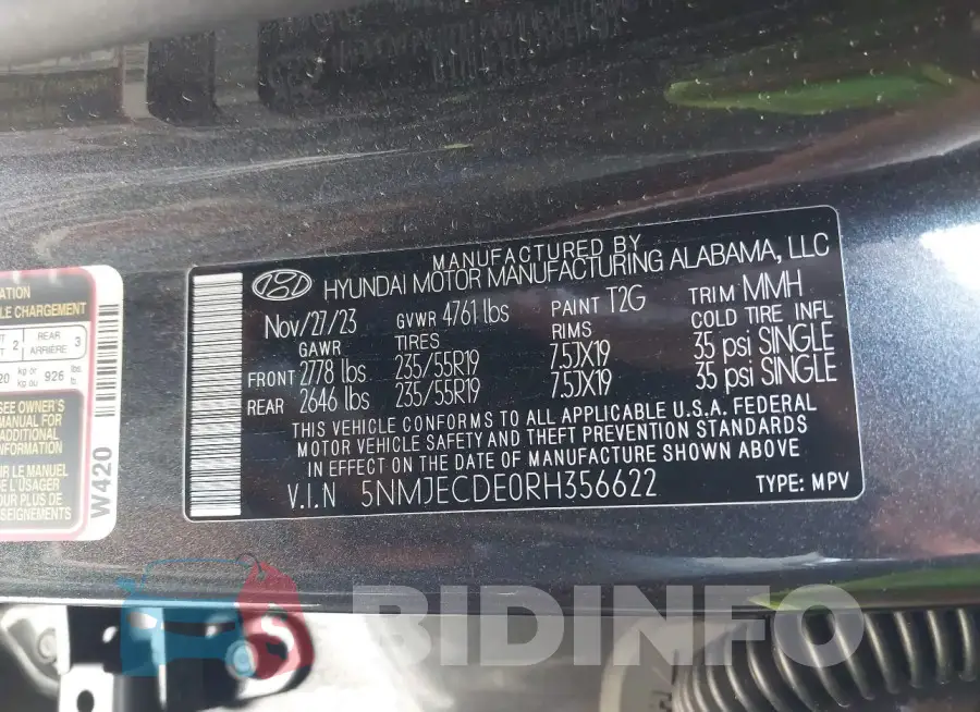 5NMJECDE0RH356622 Photo# 9