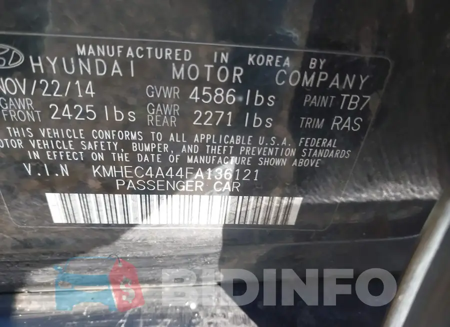 KMHEC4A44FA136121 Photo# 9
