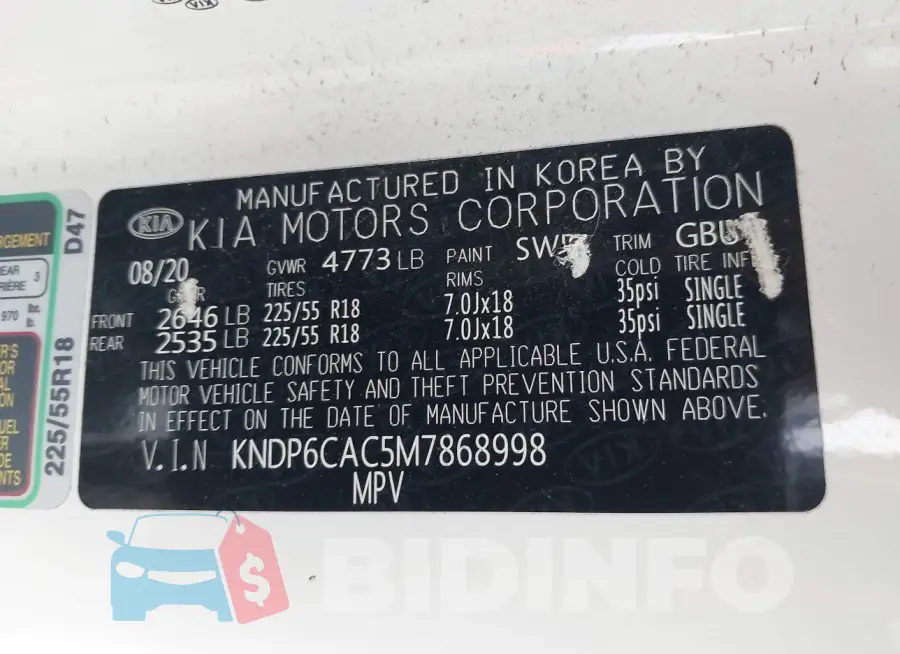KNDP6CAC5M7868998 Photo# 9