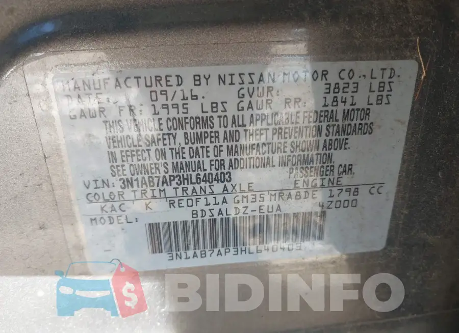 3N1AB7AP3HL640403 Photo# 9