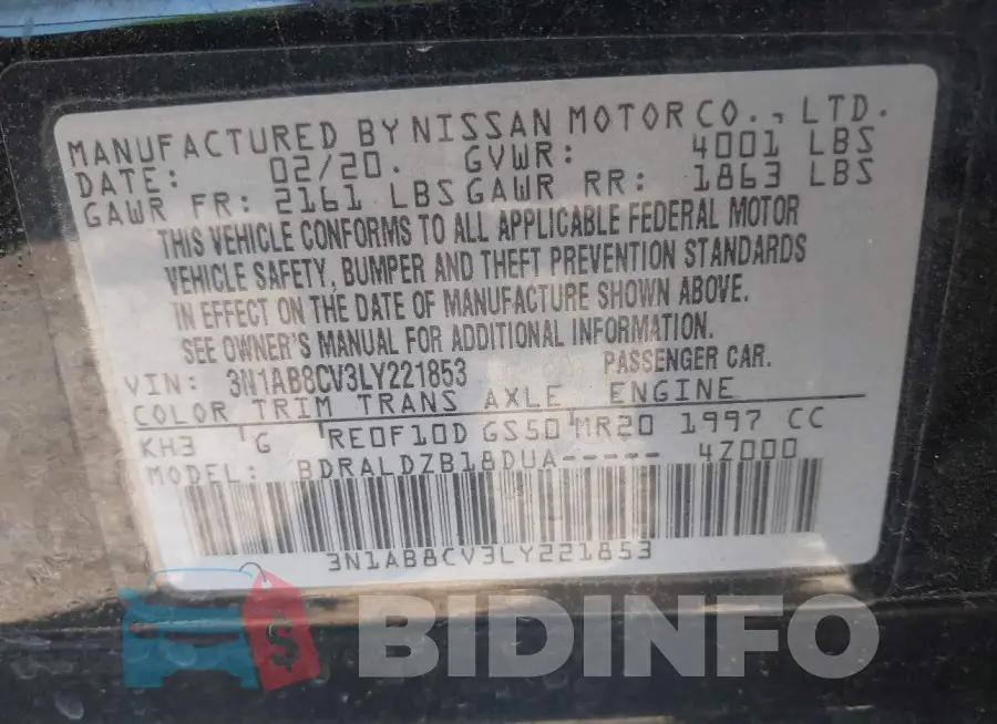 3N1AB8CV3LY221853 Photo# 9