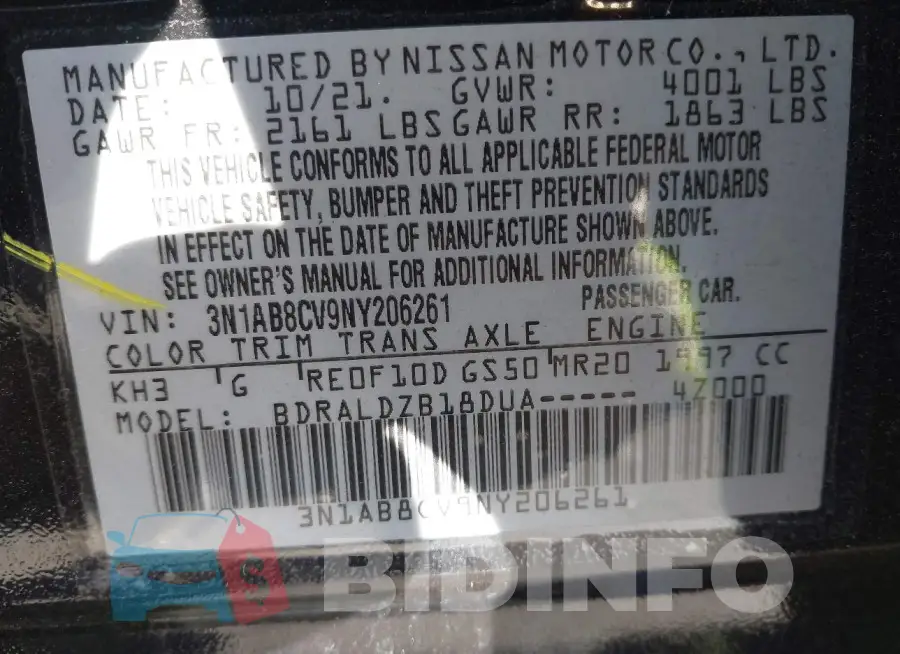 3N1AB8CV9NY206261 Photo# 9
