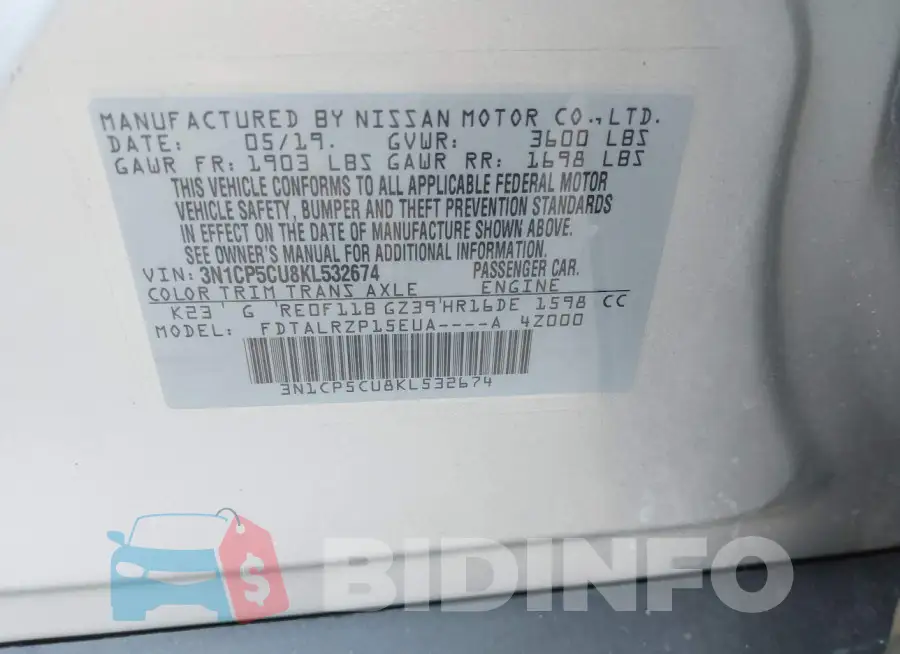 3N1CP5CU8KL532674 Photo# 9