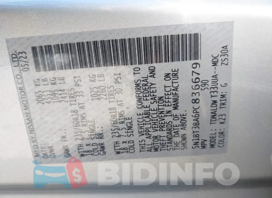5N1BT3BA6PC836679 Photo# 9