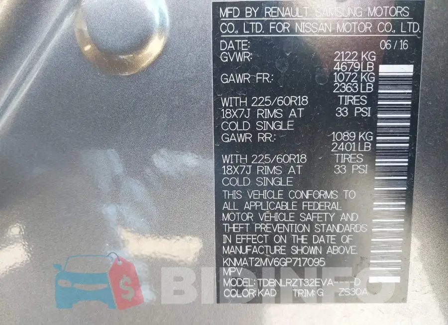 KNMAT2MV6GP717095 Photo# 9