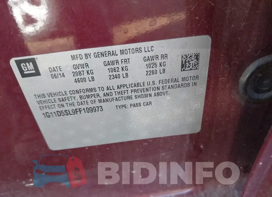 1G11D5SL9FF109973 Photo# 9