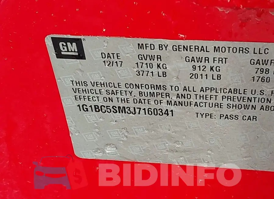 1G1BC5SM3J7160341 Photo# 9
